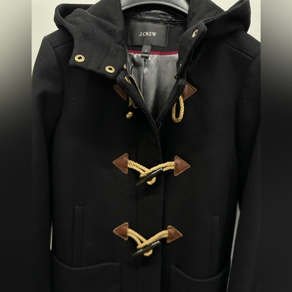 J. Crew women’s black toggle pea coat, size XS with removable hood - Picture 2 of 5